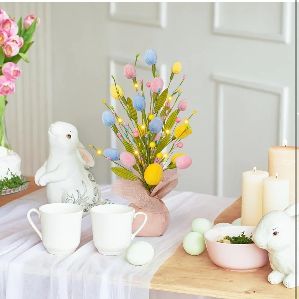 easter decorations 18 inch Easter tree with eggs and leg light